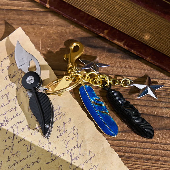 Enamel Charms Feather Tassel Creative Knife Keychain - image 1