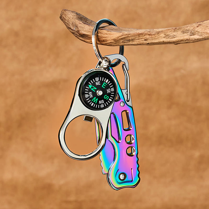 3 in 1 Multifunctional Compass Colorful Folding Knife Keychain - image 2