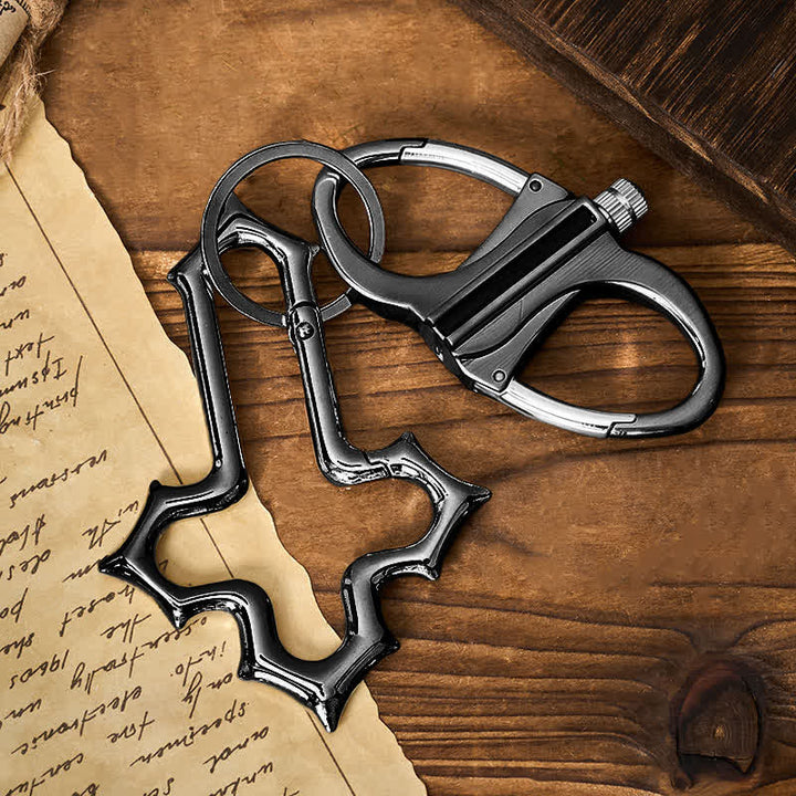 Cross-Shaped Dual Ring Matchstick Kerosene Lighter Keychain - Black - image 5