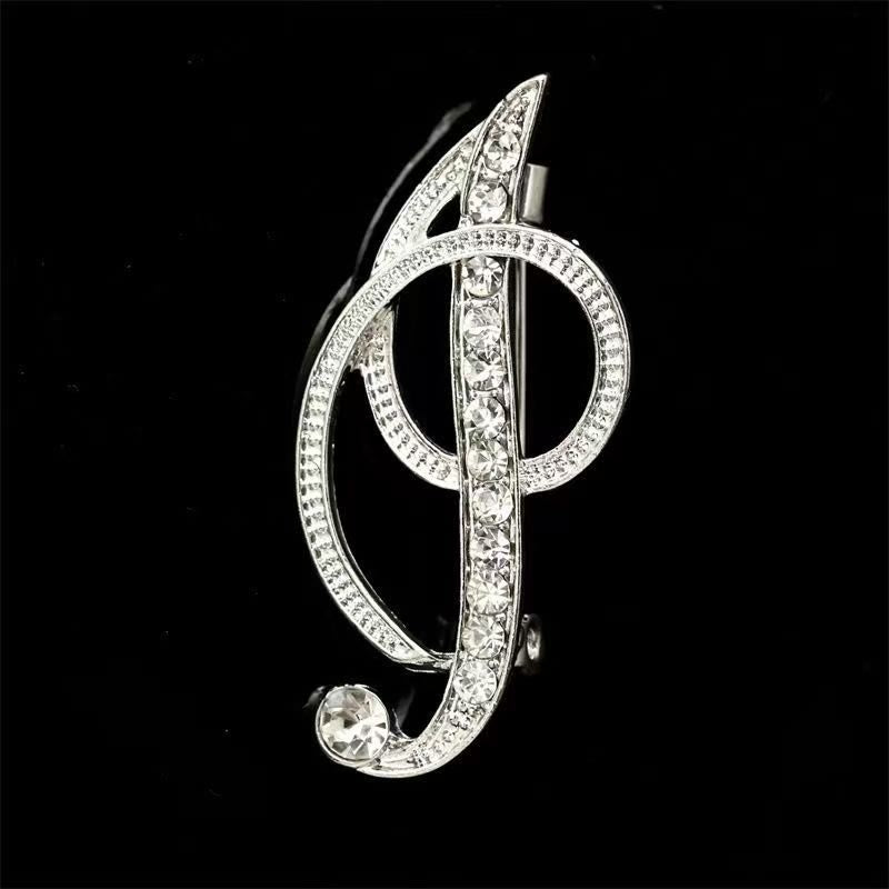 Golden & Silver Initial Letter Diamond Inlaid Brooch - Silver - I - image 31