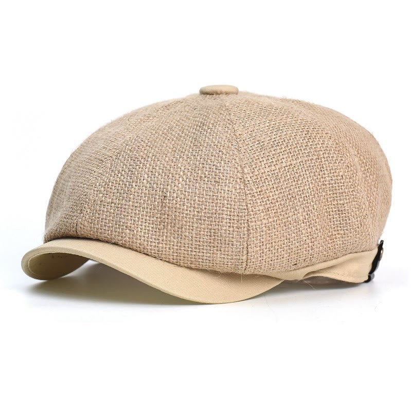 Artistic Retro British Style Breathable Octagonal Beret Hat - Khaki - Adjustable (About 21 5/8"-23 1/4") - image 0