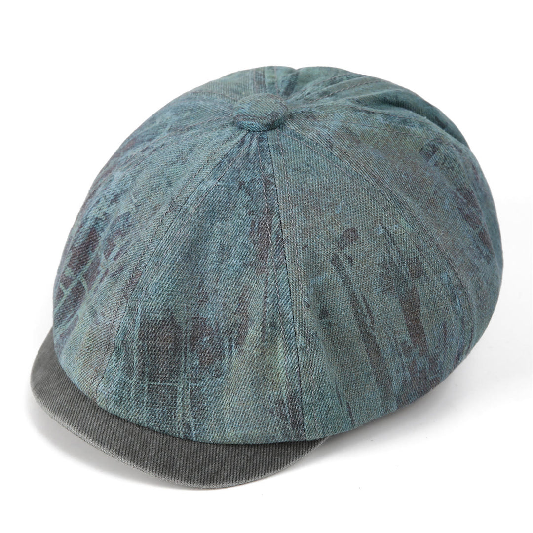 Tie-Dye Patchwork Distressed Vintage Artist Beret Hat - Peacock Blue - M (22"-22 7/8") - image 7