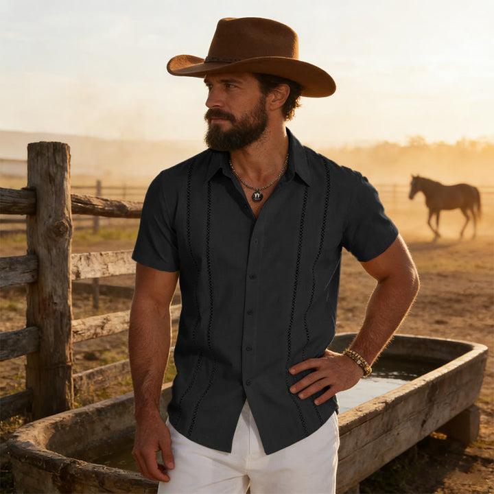 Men's Summer Casual 3D Printed Short Sleeved Shirt - Black - 6XL - image 9