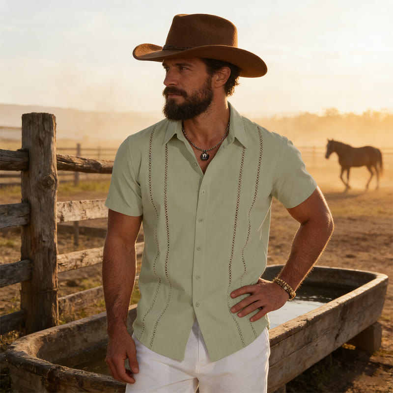 Men's Summer Casual 3D Printed Short Sleeved Shirt - Green - 6XL - image 8