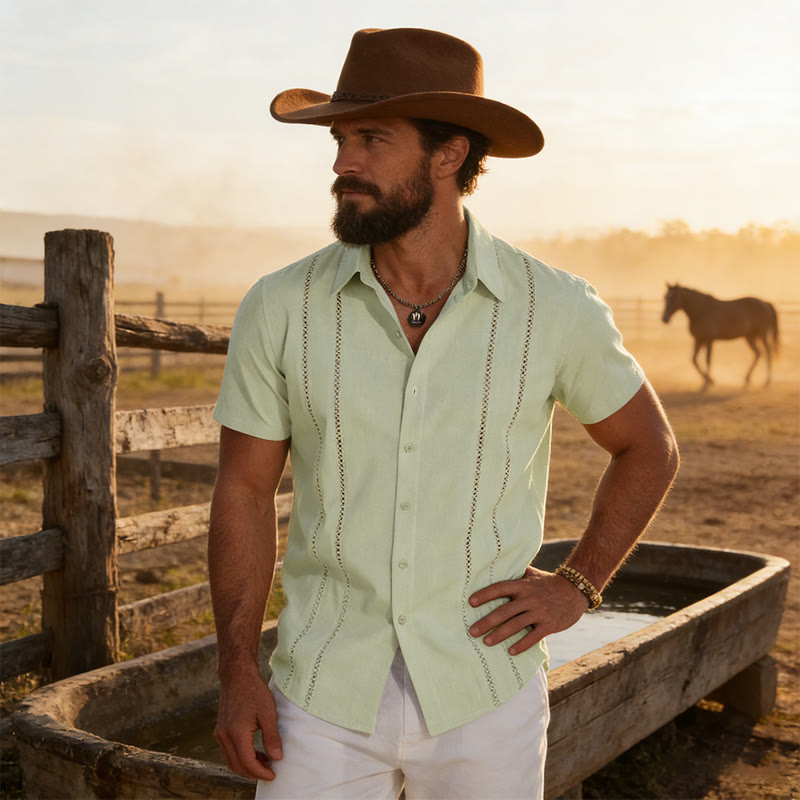 Men's Summer Casual 3D Printed Short Sleeved Shirt - Light Green - 6XL - image 7