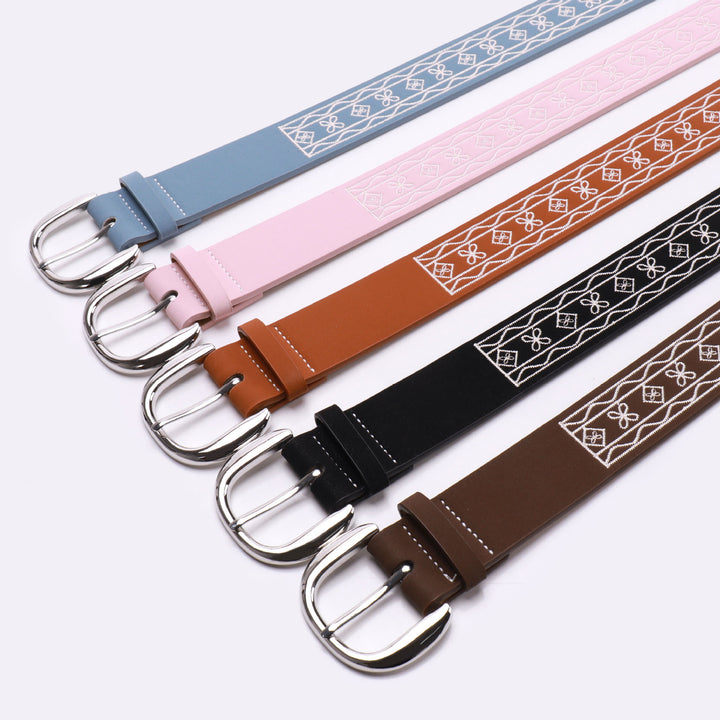Old West Embroidered Pattern Retro Leather Belt - image 5