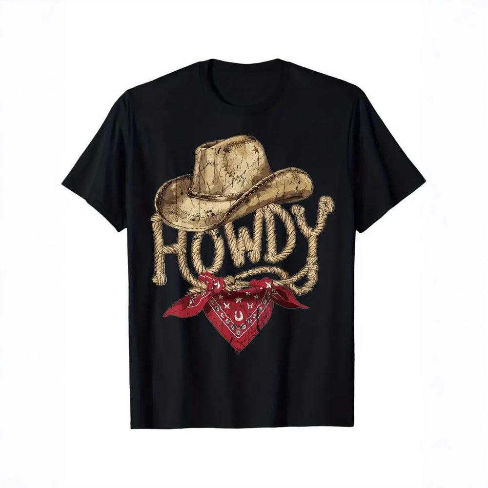 Men's Vintage Western Style Howdy cowboy Printed T-Shirt - image 1