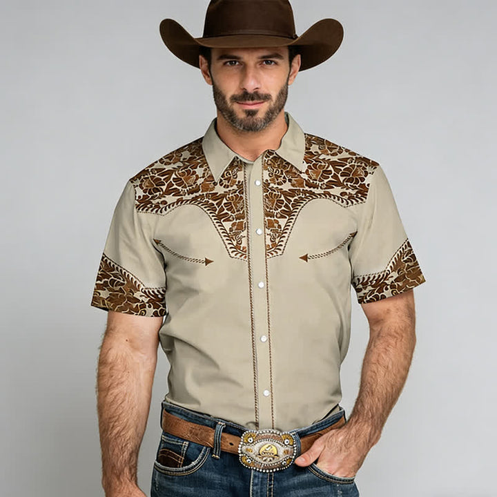 Men's Versatile Western Style Floral 3D Print Western Shirt - image 2