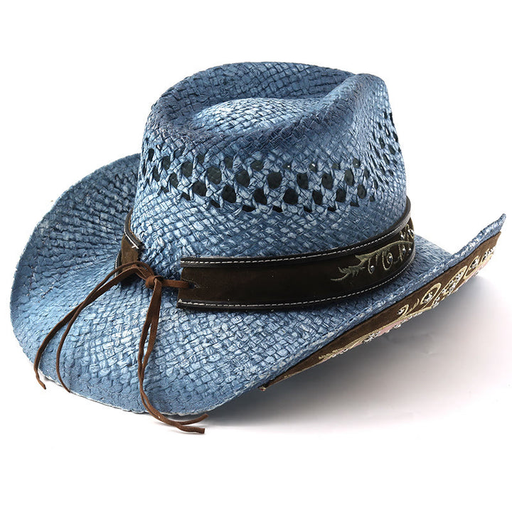 Curved Brim Straw Western Cowboy Sun Hat - image 11