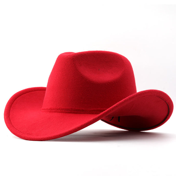 Adult and Kid's Western Style Solid Color Cowboy Hat - Adult - Red - L (23 1/4"-23 5/8") - image 8