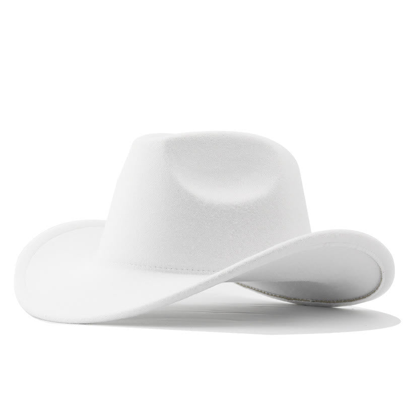 Adult and Kid's Western Style Solid Color Cowboy Hat - Adult - White - L (23 1/4"-23 5/8") - image 0