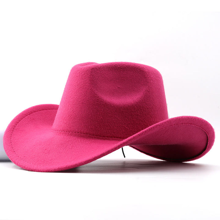 Adult and Kid's Western Style Solid Color Cowboy Hat - Adult - Rose - L (23 1/4"-23 5/8") - image 11
