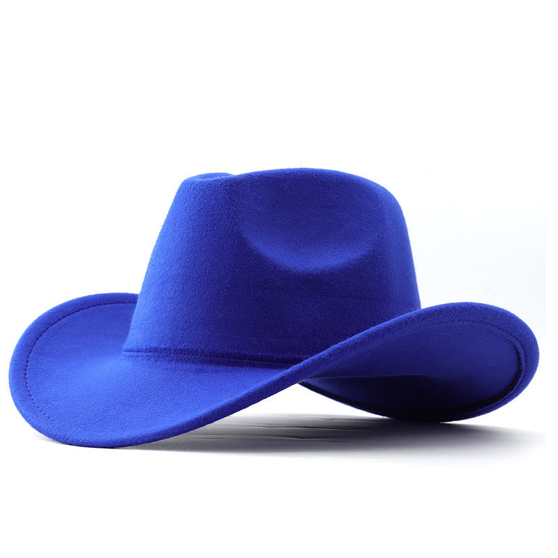 Adult and Kid's Western Style Solid Color Cowboy Hat - Adult - Royal Blue - L (23 1/4"-23 5/8") - image 9
