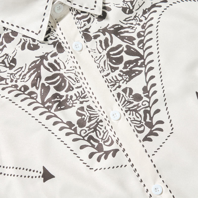 Western Retro Floral Print White Cowboy Shirt - image 8