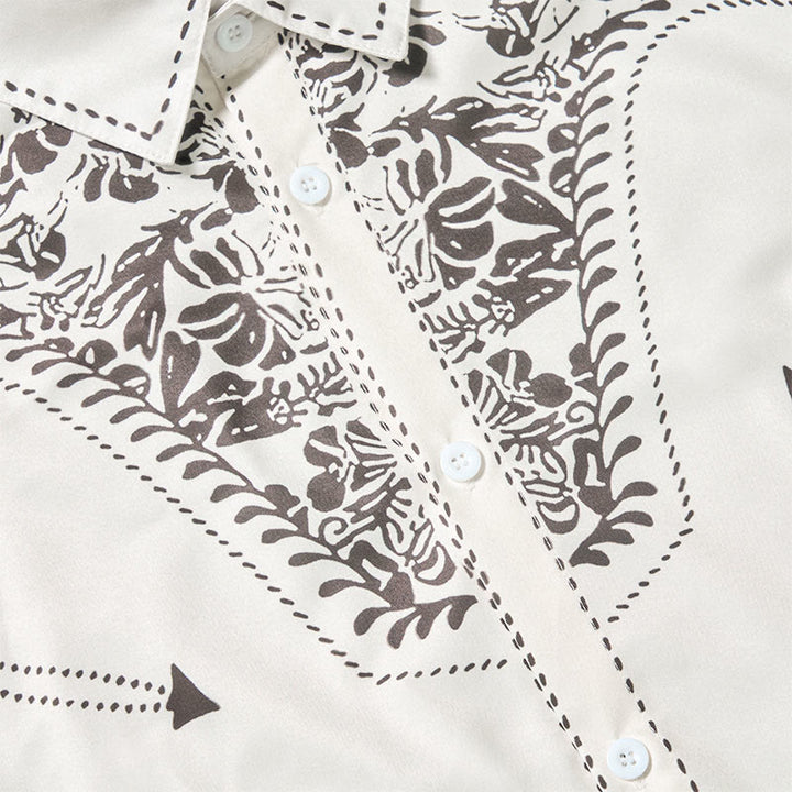 Western Retro Floral Print White Cowboy Shirt - image 8