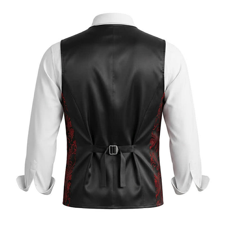 Men's Elegant Paisley Hot Stamped Pattern V-neck Vest With Bow Tie - image 5