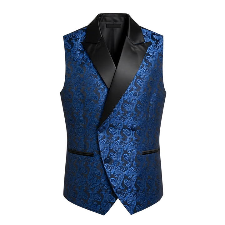 Men's Retro Paisley Jacquard Double Breasted Vest - image 4