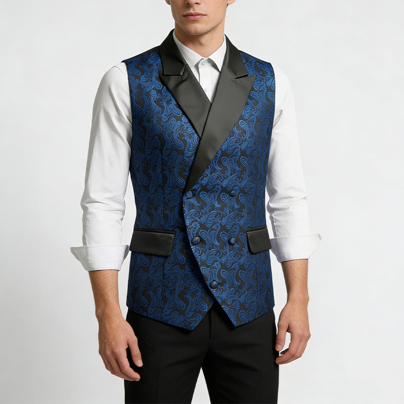 Men's Retro Paisley Jacquard Double Breasted Vest - image 2
