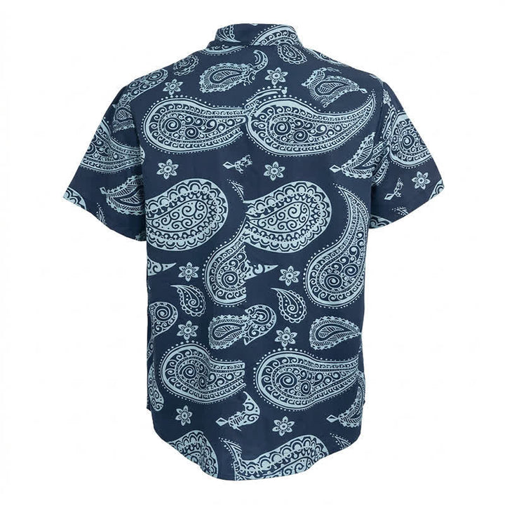 Men's Western Paisley Camp Collar Short Sleeve Shirt - image 7
