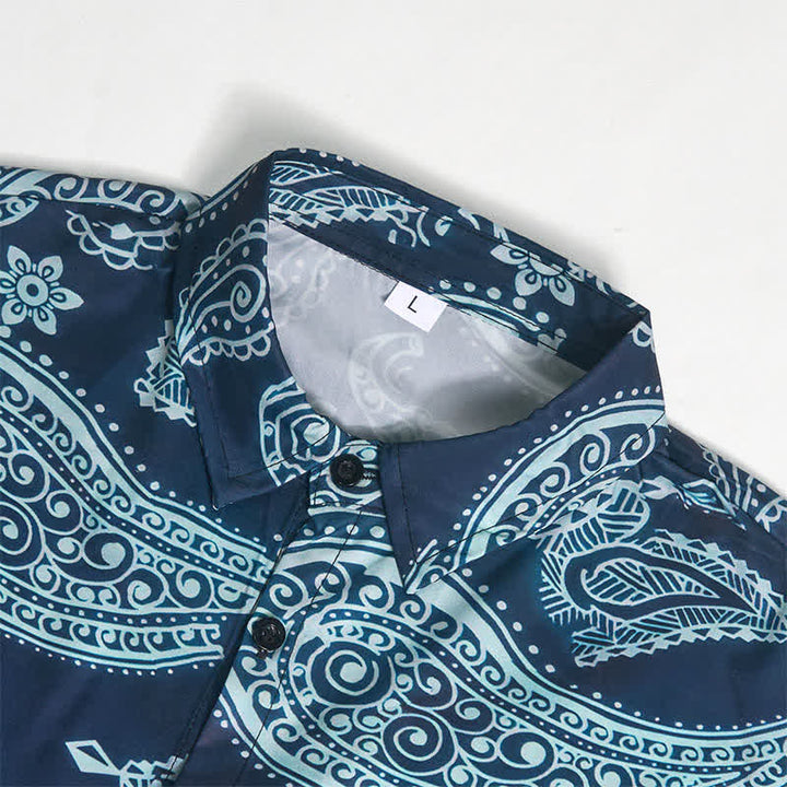 Men's Western Paisley Camp Collar Short Sleeve Shirt - image 8