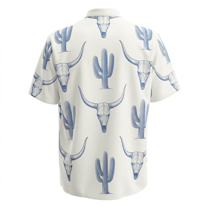 Western Ranch Style Bullhead Cactus Print Short Sleeved Shirt - image 5