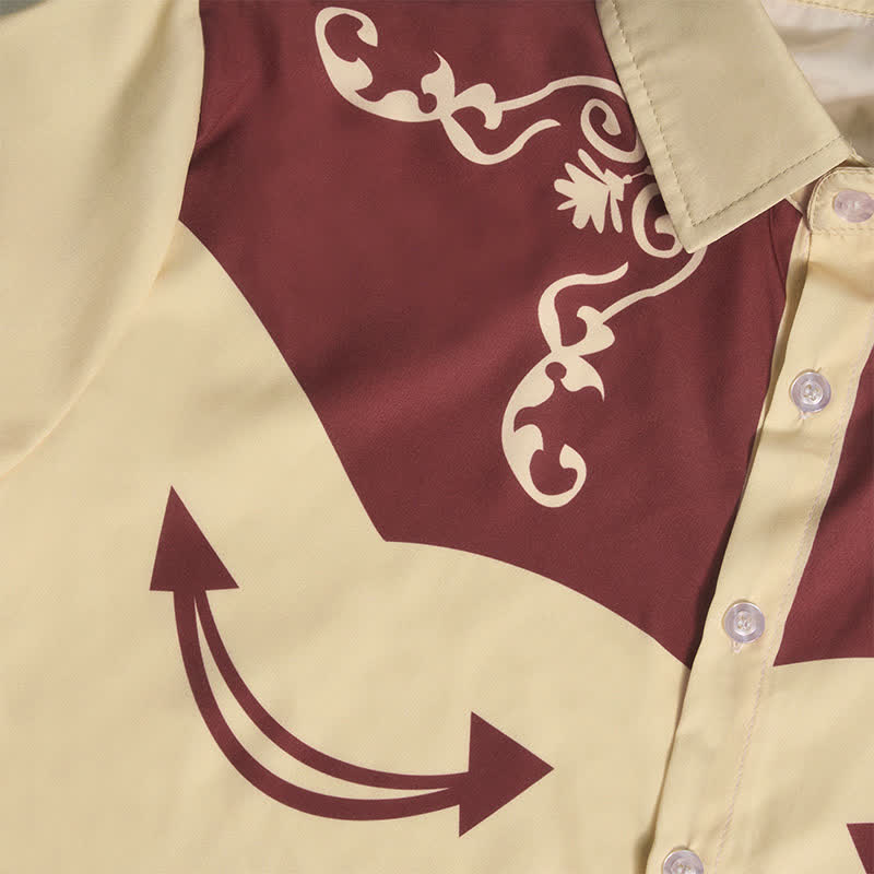 Men's Western Cowboy Scrollwork 3D Printed Contrast Yoke Shirt - image 11