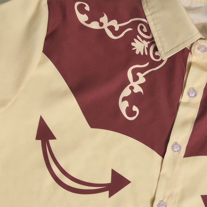 Men's Western Cowboy Scrollwork 3D Printed Contrast Yoke Shirt - image 11