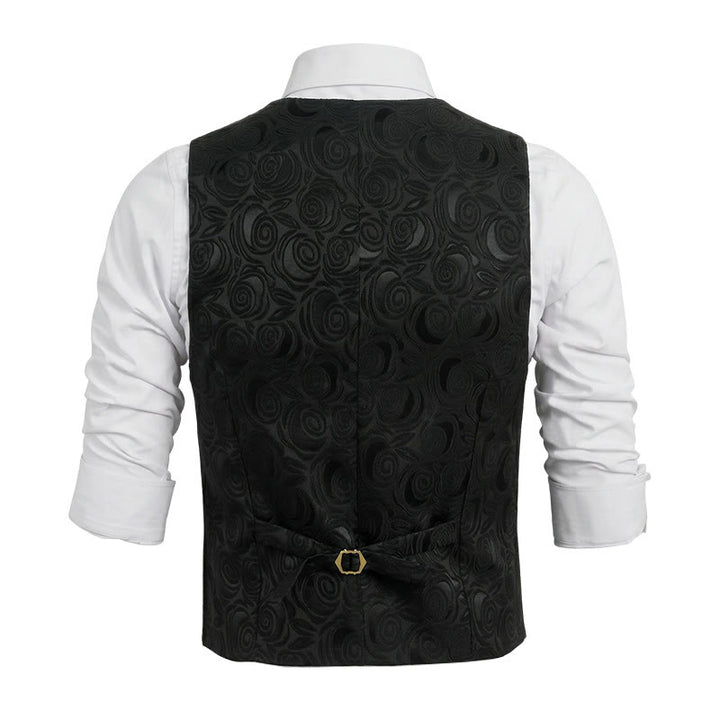 Men's Elegant Paisley Jacquard Three Pockets White Vest - image 11