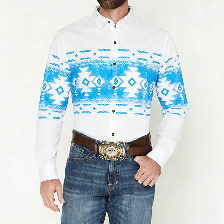 Men's Southwestern Geometric Aztec Print Western Shirt - image 1