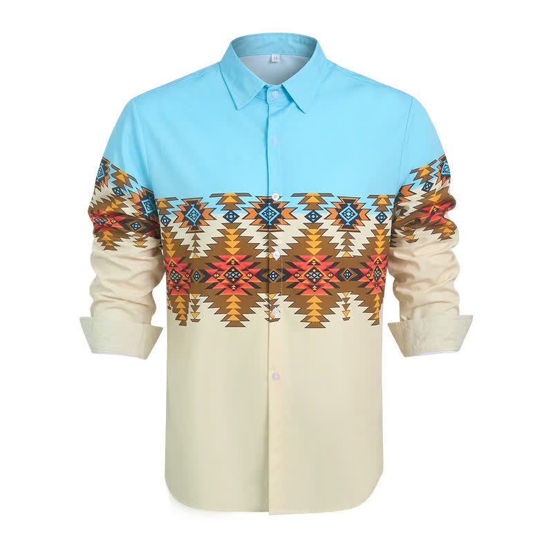 Men's Color Block Southwestern Aztec Print Western Shirt - image 4