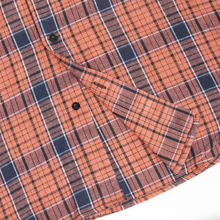 Men's Orange & Black Plaid Pattern Sleeveless Shirt Vest - image 6