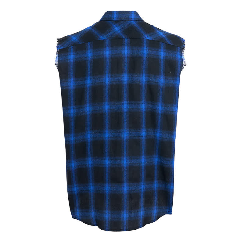Men's Western Vibe Checkered Pattern Sleeveless Shirt Vest - image 9
