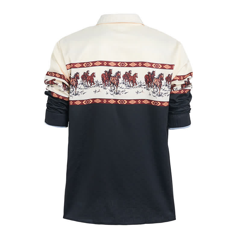 Men's Color-Block Horse Printed Color-Block Shirt - image 9
