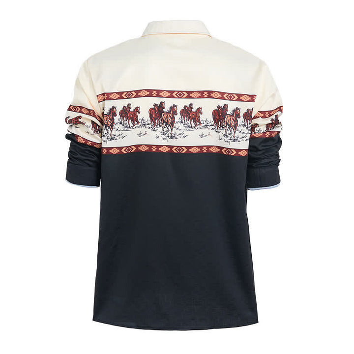 Men's Color-Block Horse Printed Color-Block Shirt - image 9