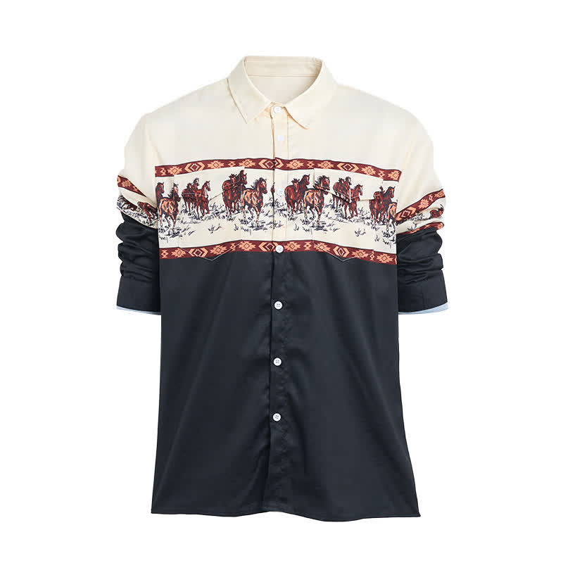 Men's Color-Block Horse Printed Color-Block Shirt - image 8