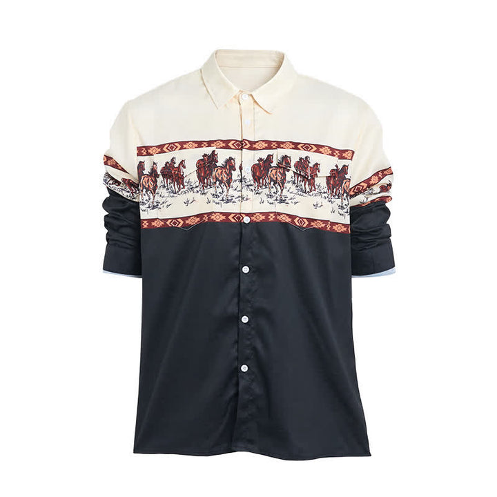 Men's Color-Block Horse Printed Color-Block Shirt - image 8