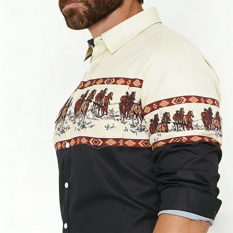 Men's Color-Block Horse Printed Color-Block Shirt - image 3