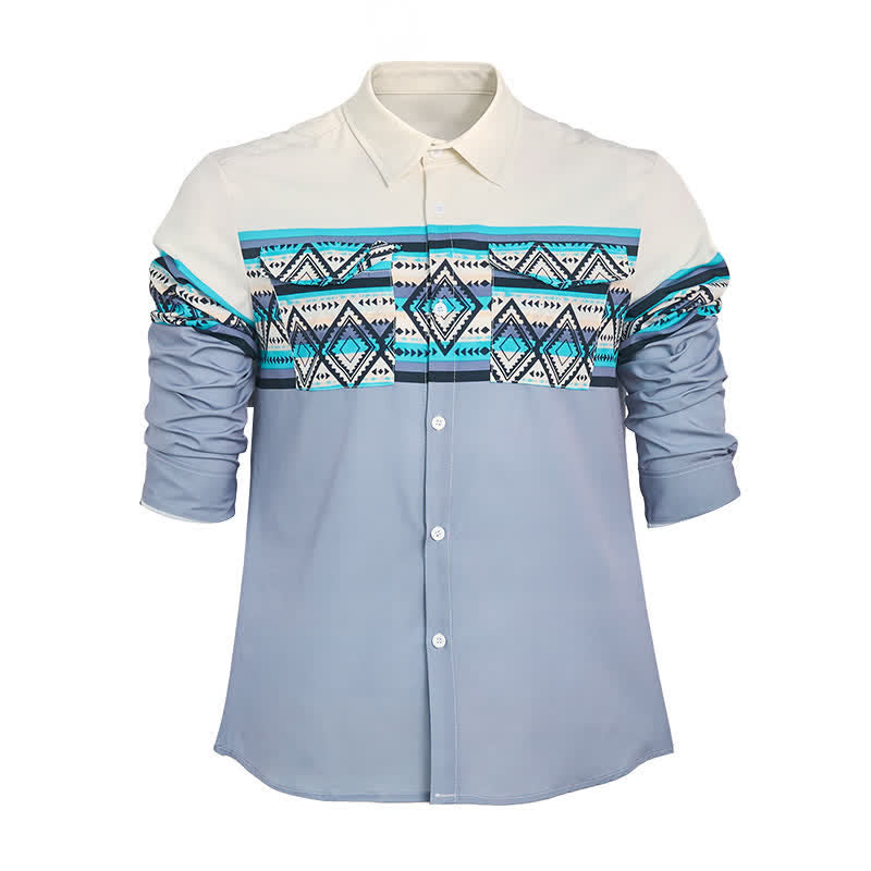 Men's Color-Block Aztec Stripe Southwestern Printed Shirt - image 8