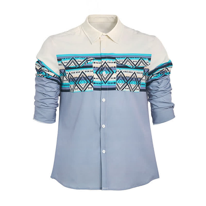 Men's Color-Block Aztec Stripe Southwestern Printed Shirt - image 8