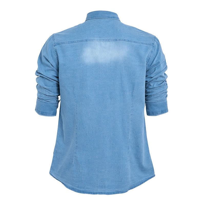 Men's Western Style Causal Denim Shirt With Chest Pockets - image 9