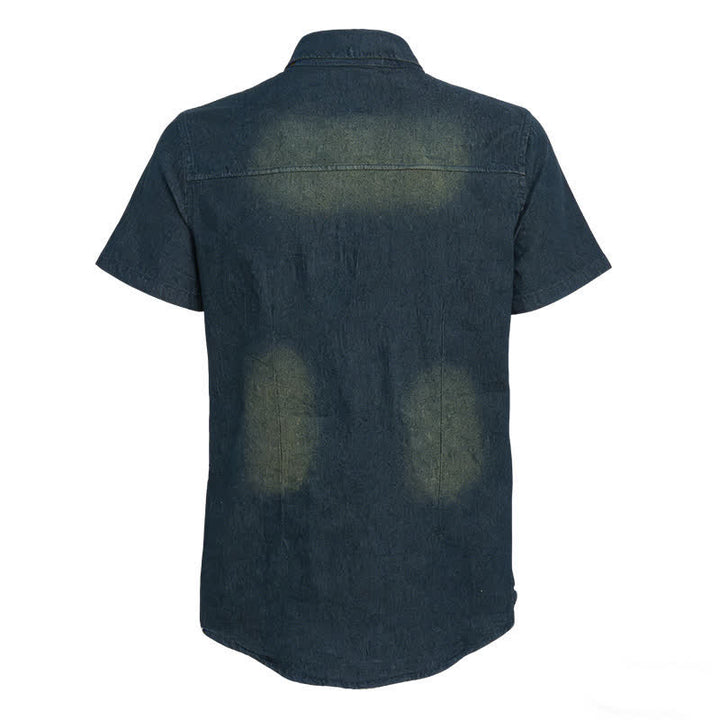 Men's Vintage Washed Short Sleeves Western Denim Shirt - image 11