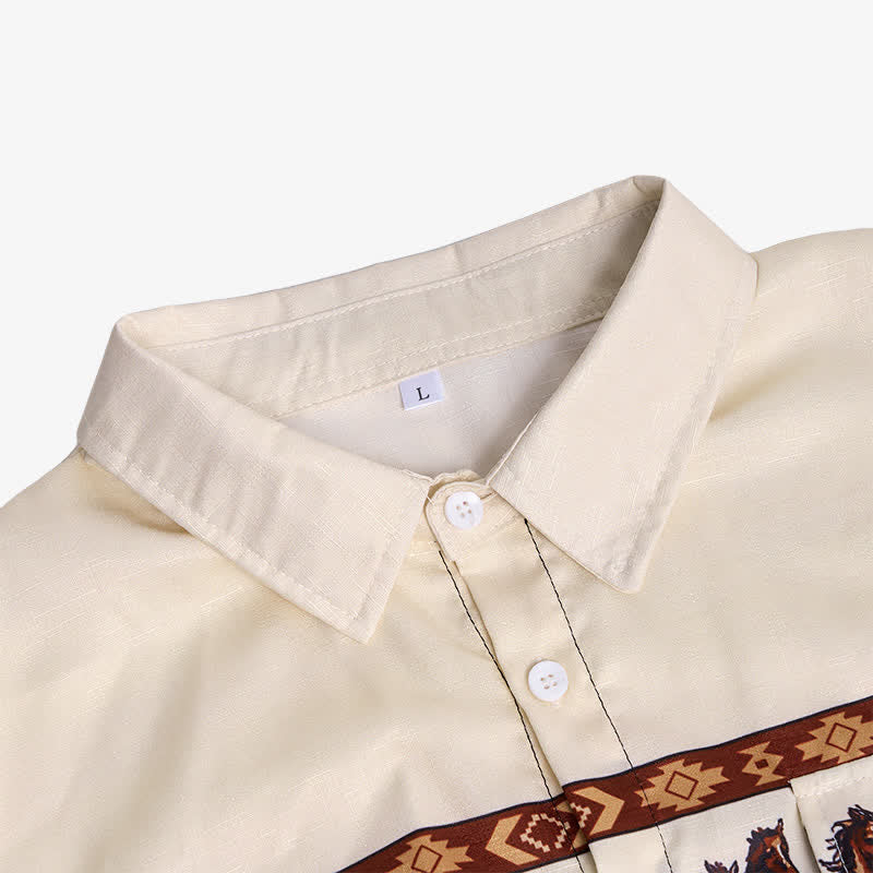 Men's Color-Block Horse Printed Color-Block Shirt - image 4