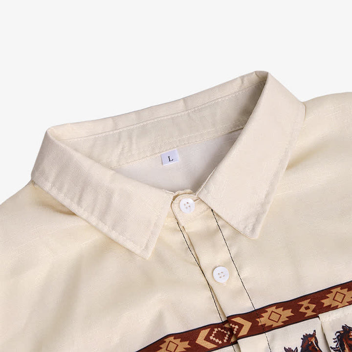 Men's Color-Block Horse Printed Color-Block Shirt - image 4