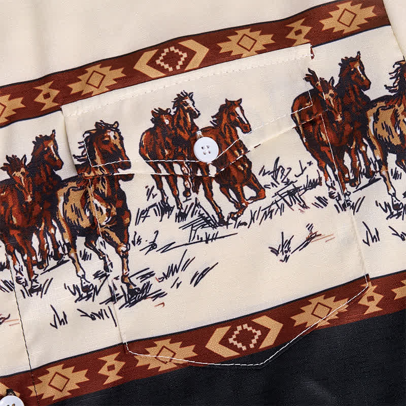 Men's Color-Block Horse Printed Color-Block Shirt - image 5