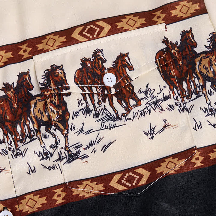 Men's Color-Block Horse Printed Color-Block Shirt - image 5
