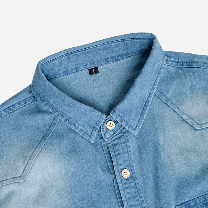 Men's Western Style Causal Denim Shirt With Chest Pockets - image 4