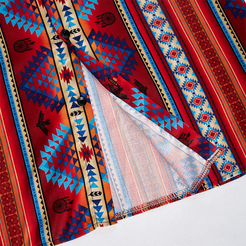Men's Orange Southwestern Tribal 3D Printed Western Shirt - image 6