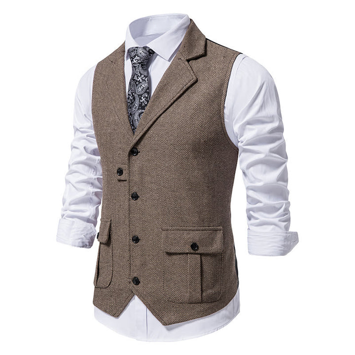 Men's Formal Lapel Collar Flap Pocket Dress Waistcoat - image 6