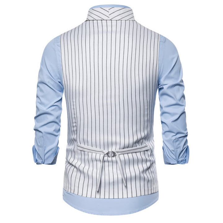 Men's Slim Fit Striped Formal Dress Waistcoat - image 9