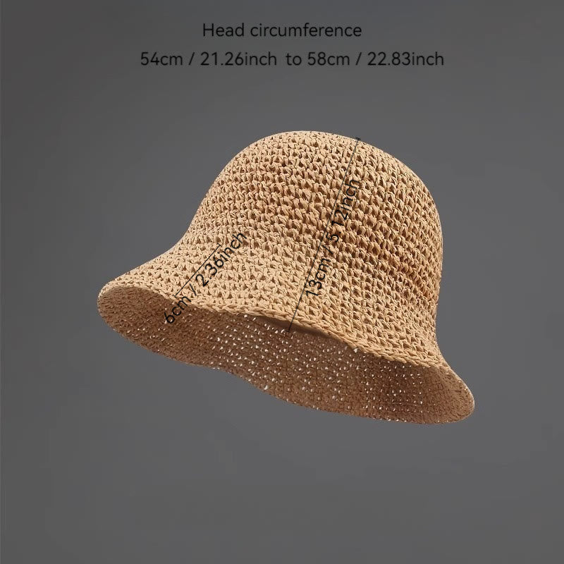 Women's Breathable Crochet Knit Casual Daily Summer Straw Hat - image 4